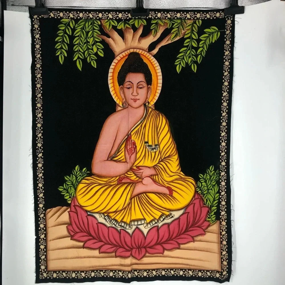 Tapestry Buddha Yoga raw edge 33 x 45 zen wall hanging